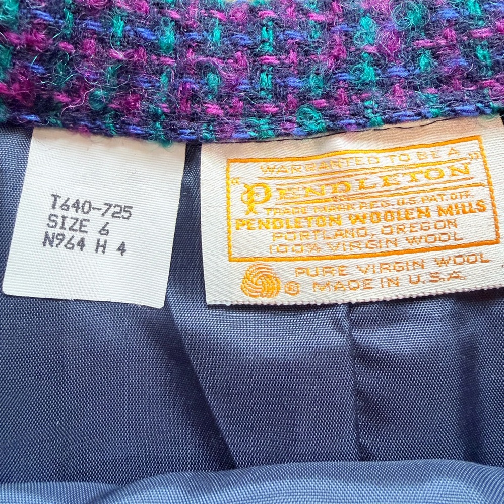 Vintage 70’s Pendleton Blue-Purple Tweed Suit Set sz 6 - Picture 7 of 10